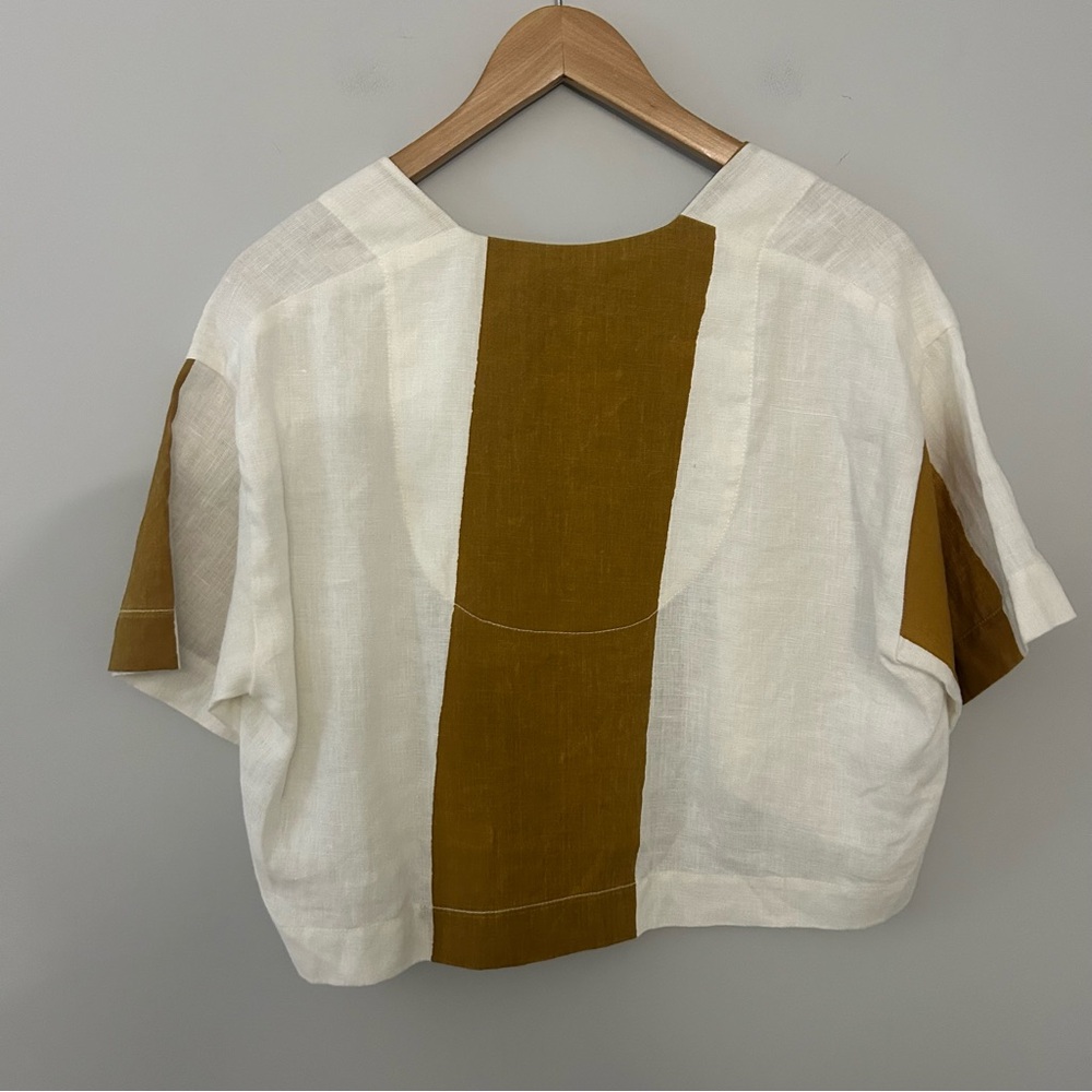 NANCYSTELLASOTO Nancy Stella Soto SLSS Linen Blouse in Brown White - Picture 6 of 6